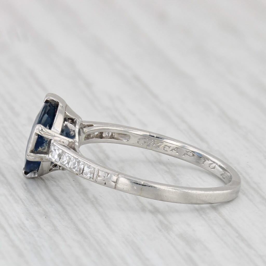 1.82ctw Runde blauer Saphir Diamant Ring Platin Größe 5 GIA Engagement für Damen oder Herren im Angebot