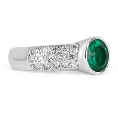 1.82tcw 18K AAA+ Round Colombian Emerald & Diamond Cluster Engagement Ring Gift