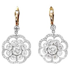 1.82tcw Diamond Earrings, VS1-VS2 Clarity, 18k Yellow Gold, Platinum