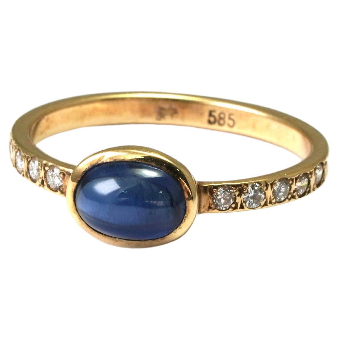 1.83 Carat Blue Sapphire Diamond Ring For Sale
