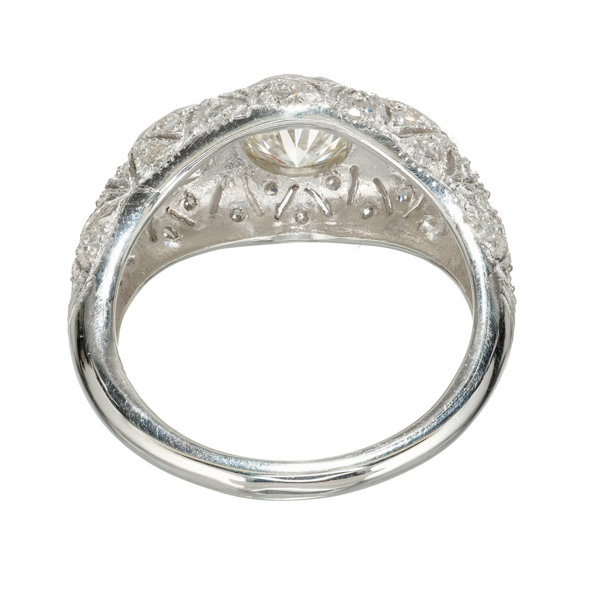 1,83 Karat Diamant Art Deco filigraner Verlobungsring aus Platin mit drei Steinen Damen