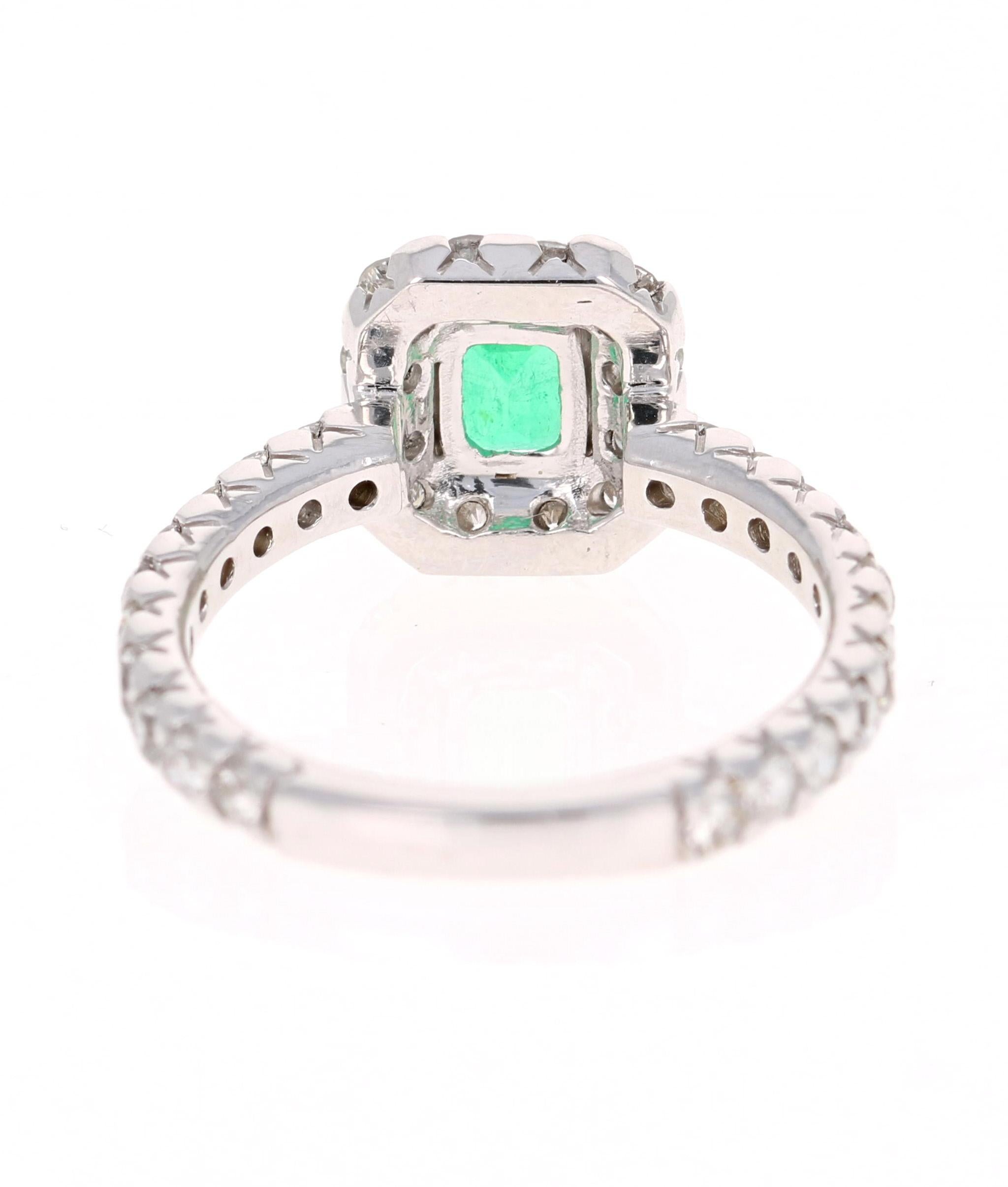 Contemporary 1.83 Carat Emerald Diamond 14 Karat White Gold Engagement Ring For Sale