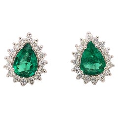 1.83 Carat Emerald Diamond Stud Earrings