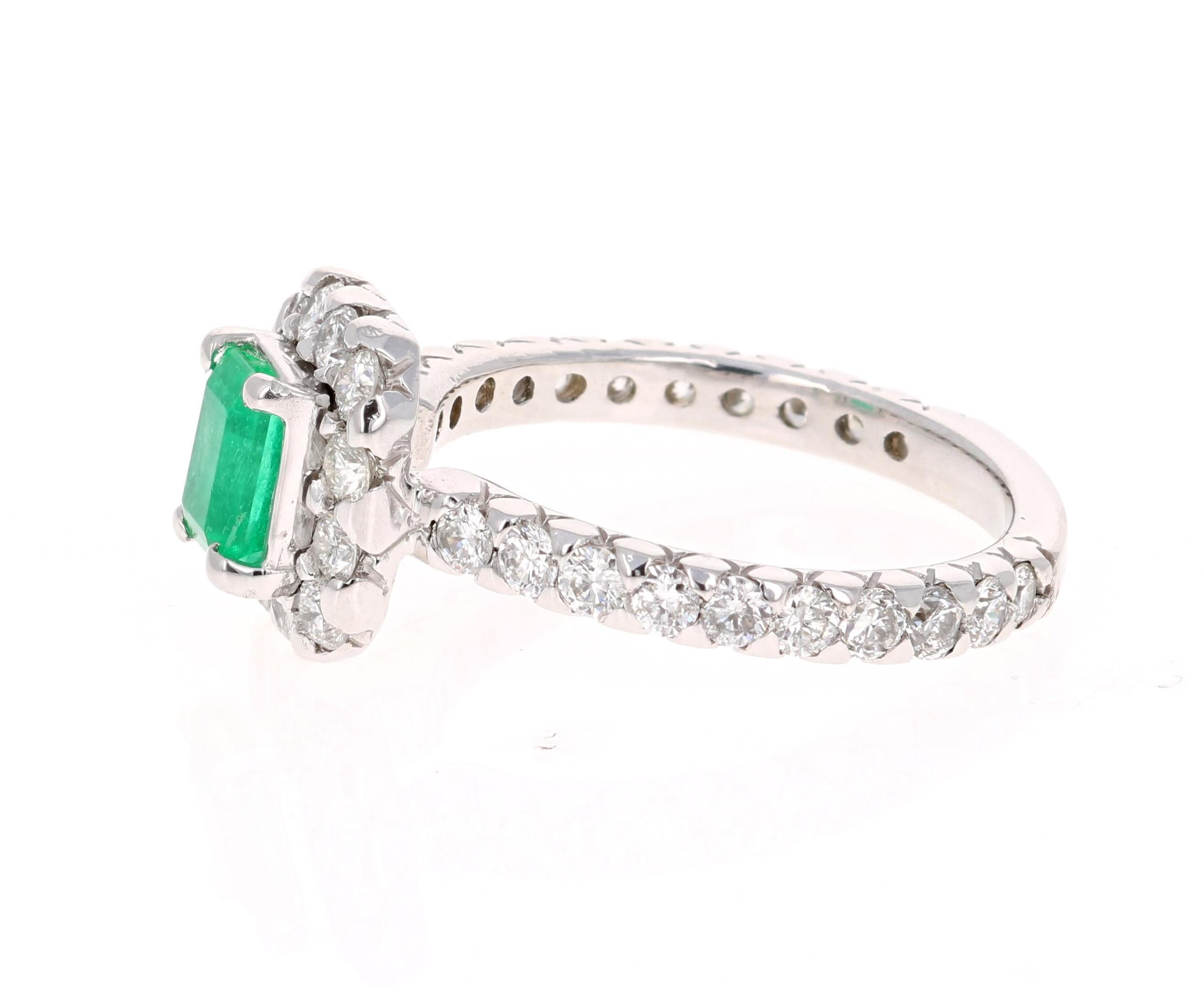 1.83 Carat Emerald Diamond 14 Karat White Gold Engagement Ring (Moderne)
