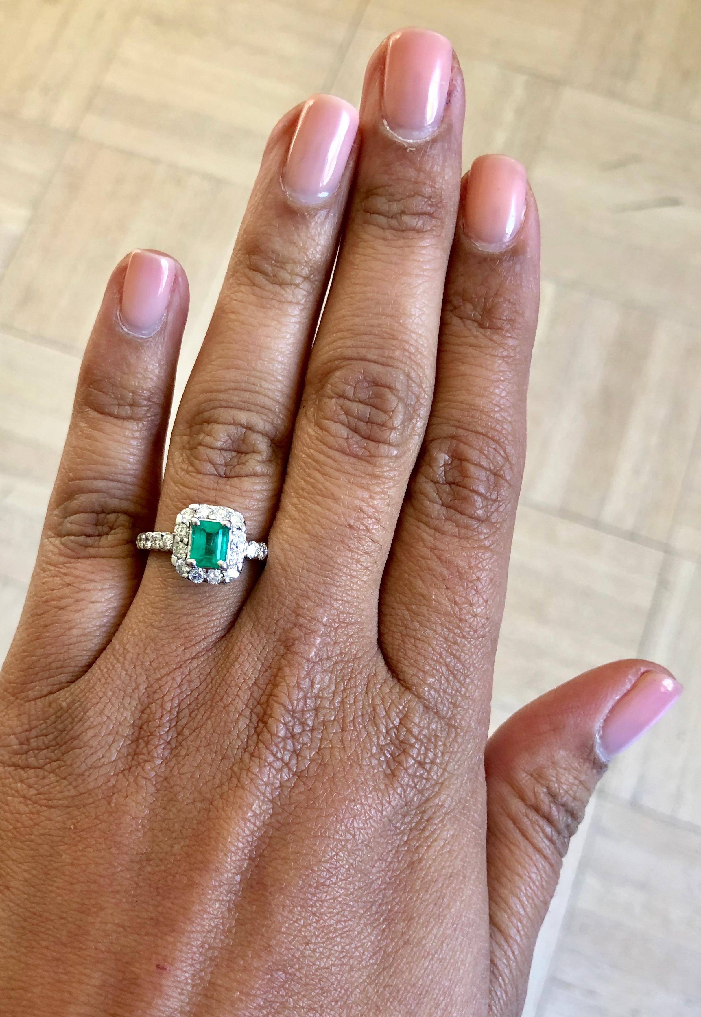 1.83 Carat Emerald Diamond 14 Karat White Gold Engagement Ring In New Condition In Los Angeles, CA