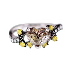 1.83 Carat Fancy Color Heart Diamond Engagement Ring