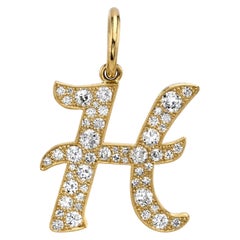 Handcrafted Letter "H" Cobblestone Diamond Pendant by Single Stone