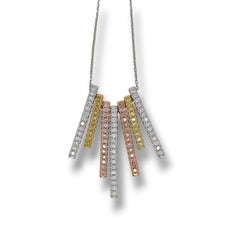 1.83 Carat Multi Color Diamond White Gold Necklace