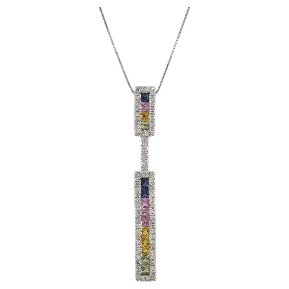 Pre-owned Le Vian 1.83 Carat Multicolor Sapphire And Diamond Pendant Necklace By  In Blue