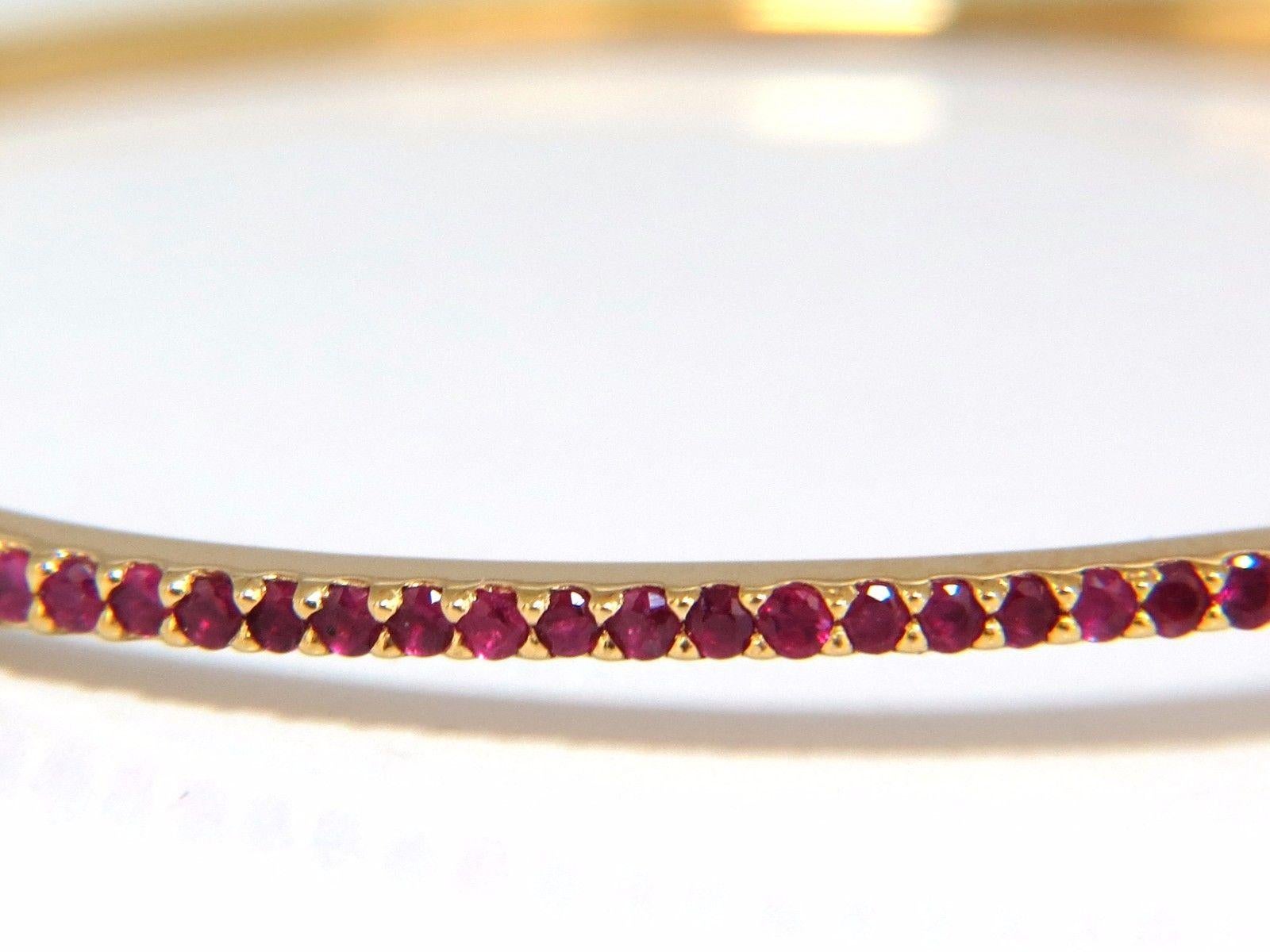 Women's or Men's 1.83 Carat Natural Asscher Cut Diamond and Vivid Ruby Bangle Bracelet 14 Karat