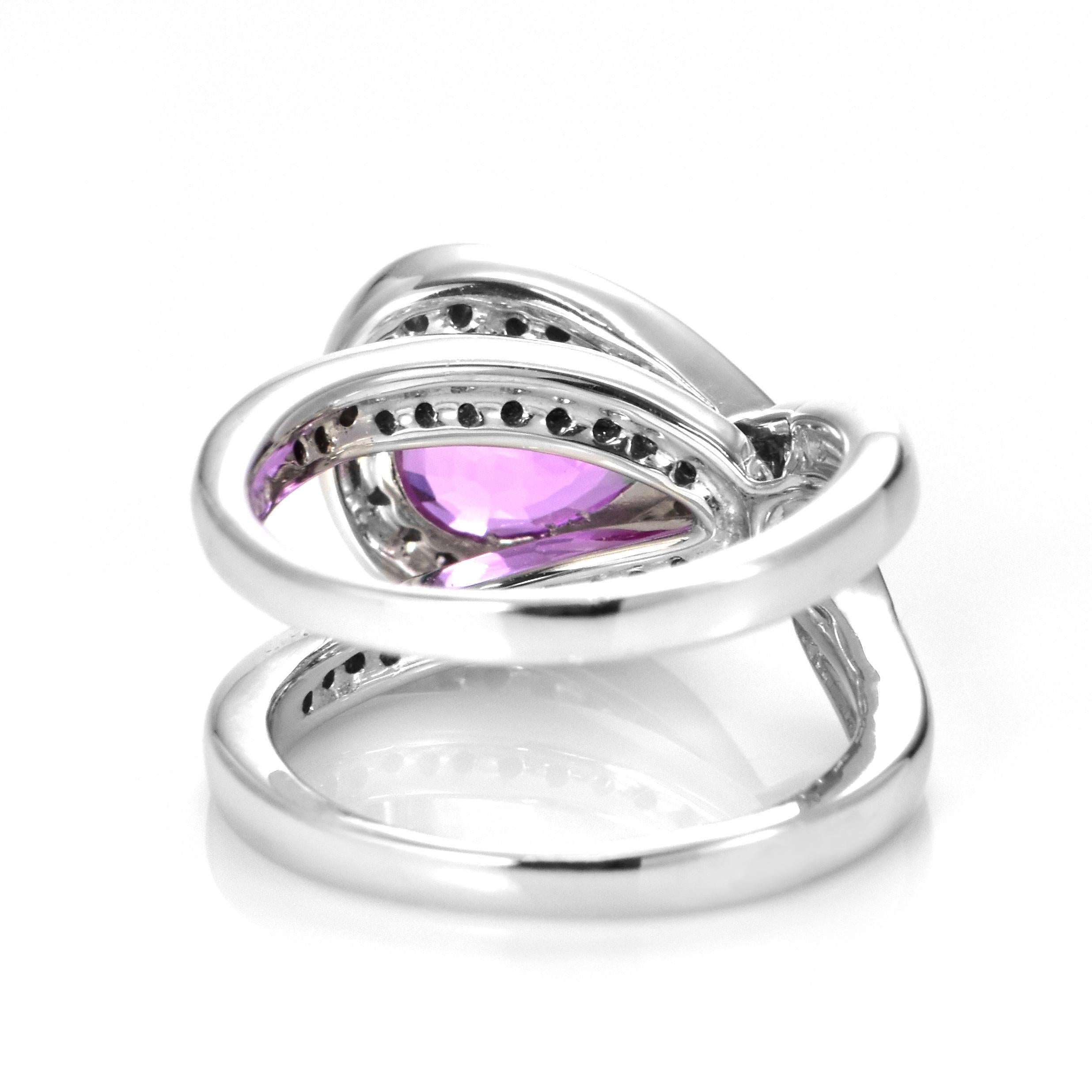 1.83 Carat Natural Hot Pink Sapphire & Diamond Ring Made in 18 Karat White Gold For Sale 9