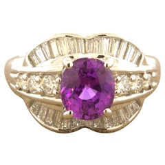 Bague en platine avec diamant saphir violet non chauffé 1,83 carat, certifié GIA