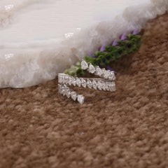 1.83ct Pear & Marquise Natural Diamond Cluster Ring 14K White Gold HRD Certified
