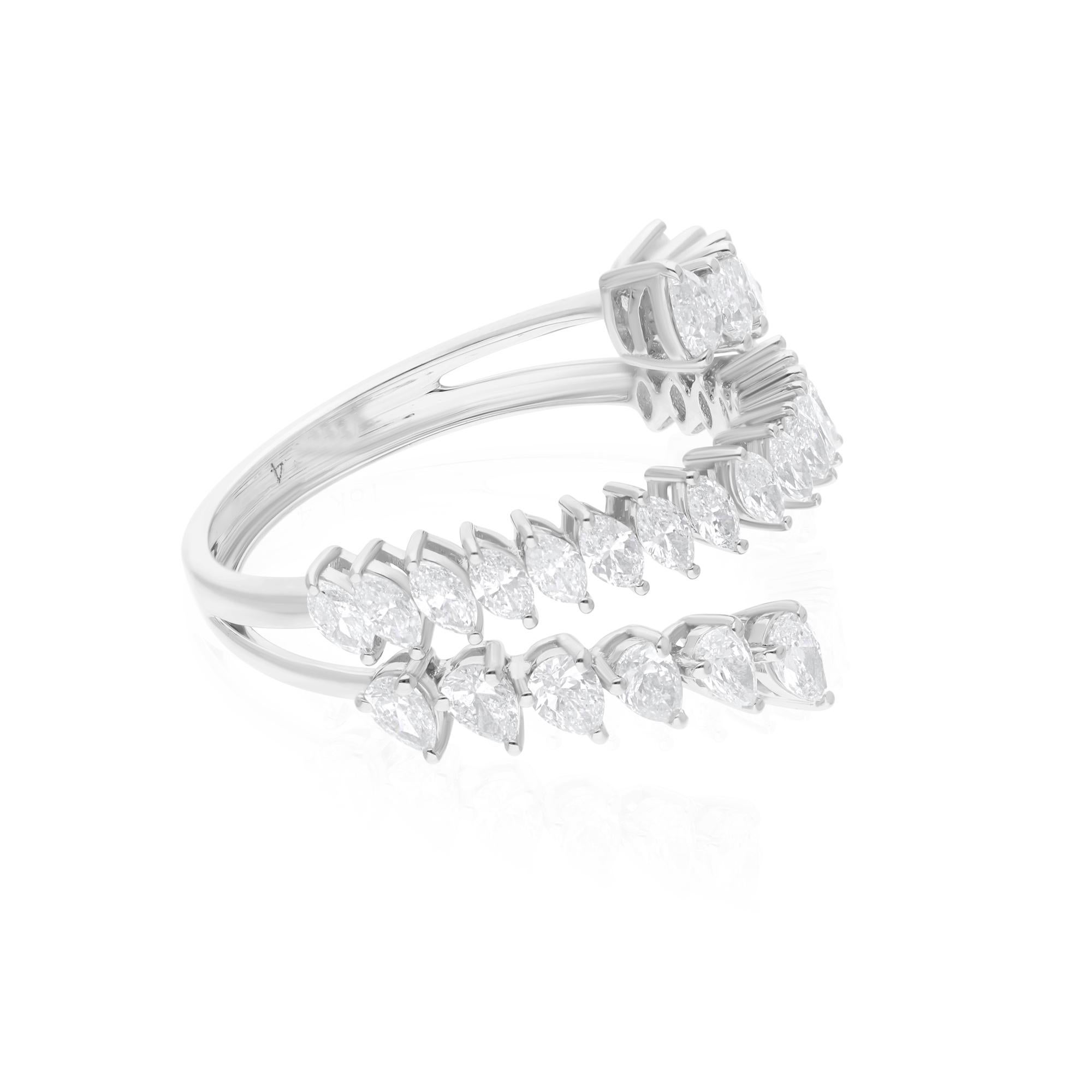 1.83 Carat Pear & Marquise Diamond Ring 14 Karat White Gold Handmade Jewelry In New Condition For Sale In Diera, Dubai