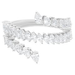 Bague artisanale en or blanc 14 carats avec diamants poire et marquise de 1,83 carat