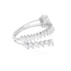 Bague faite main en or blanc 18 carats avec diamants poire et marquise de 1,83 carat