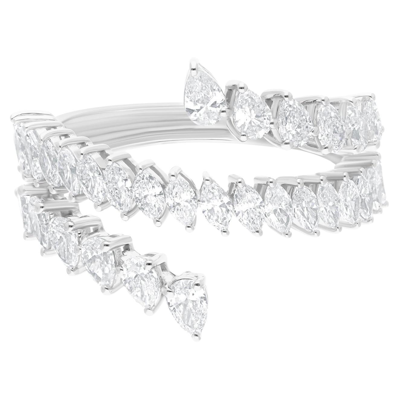 1.83 Carat Pear
Marquise Diamond Ring 18 Karat White Gold Handmade Jewelry