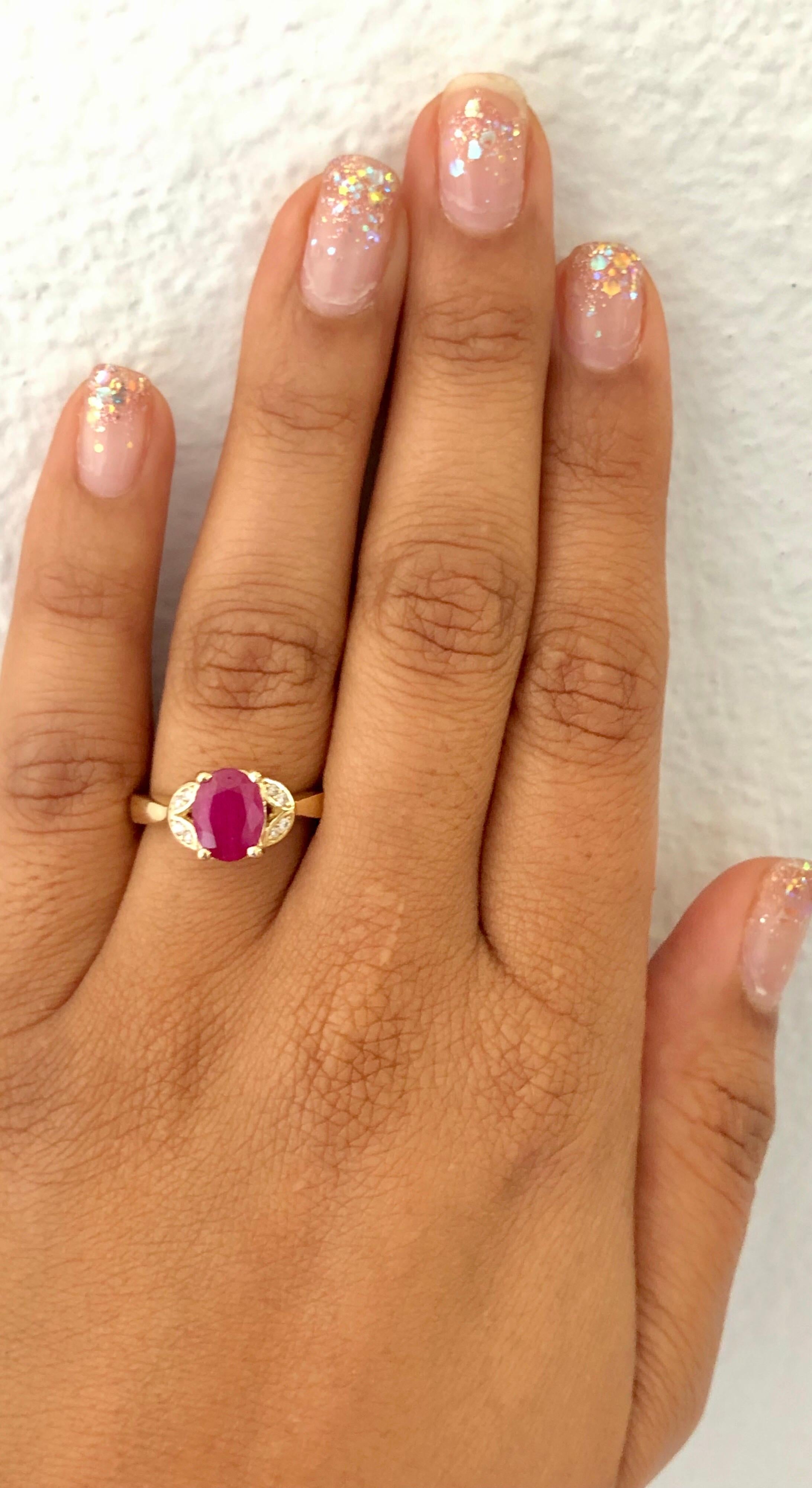 1.83 Karat Rubin-Diamant-Ring aus 14 Karat Gelbgold im Zustand „Neu“ im Angebot in Los Angeles, CA