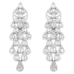 1,83 Karat SI/H Diamant-Ohrringe aus 18 Karat massivem Weißgold mit rundem Baguetteschliff