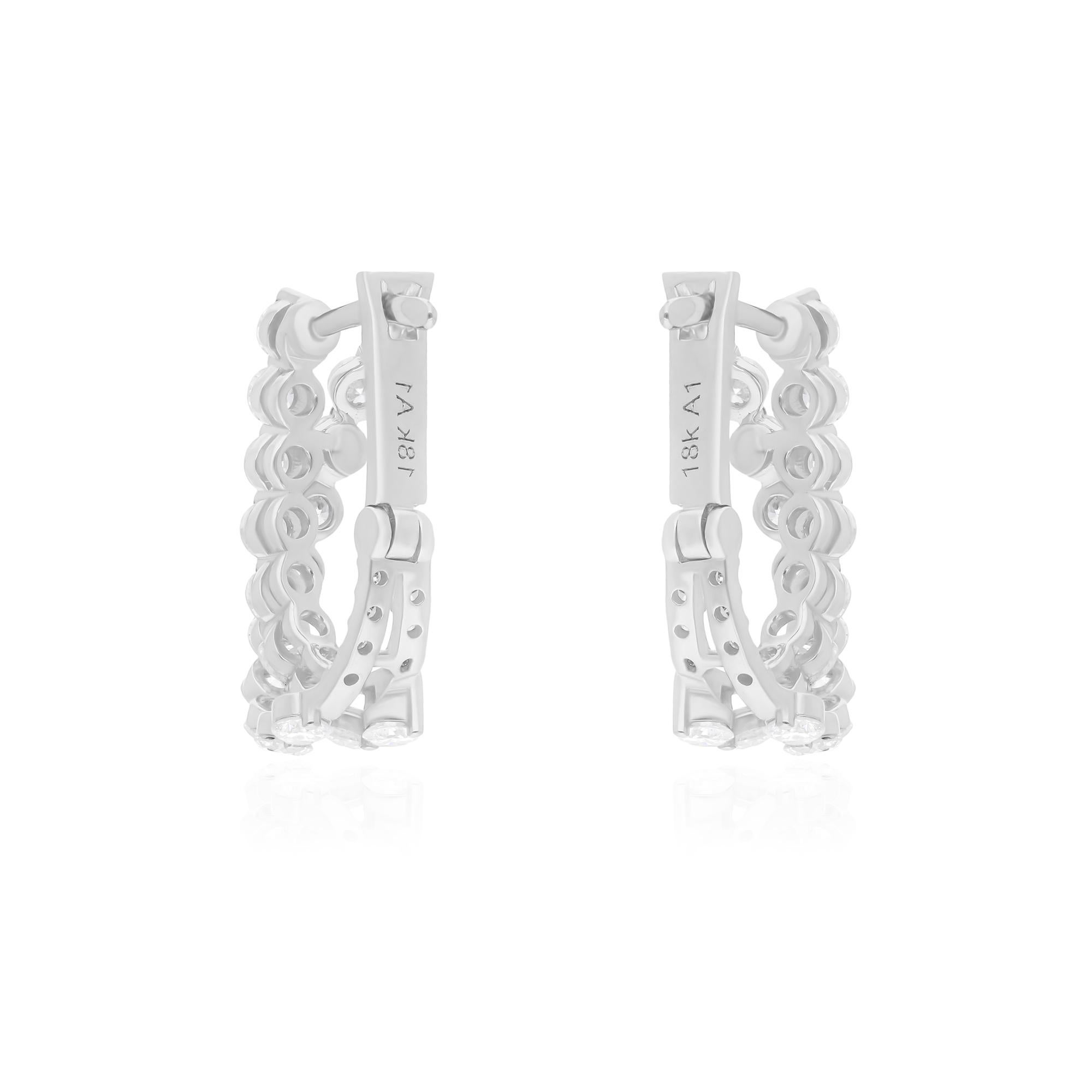 1.83 Carat SI/H Round Brilliant Cut Diamond Hoop Earrings 14 Karat White Gold Neuf - En vente à Diera, Dubai