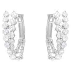 1,83 Karat SI/H Diamant-Creolen aus 14 Karat Weißgold mit rundem Brillantschliff