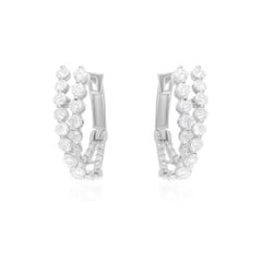 Orecchini a cerchio con diamanti taglio brillante rotondo da 1,83 carati SI/H Oro bianco 18 carati