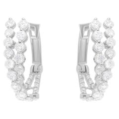 1.83 Carat SI/H Round Brilliant Cut Diamond Hoop Earrings 18 Karat White Gold
