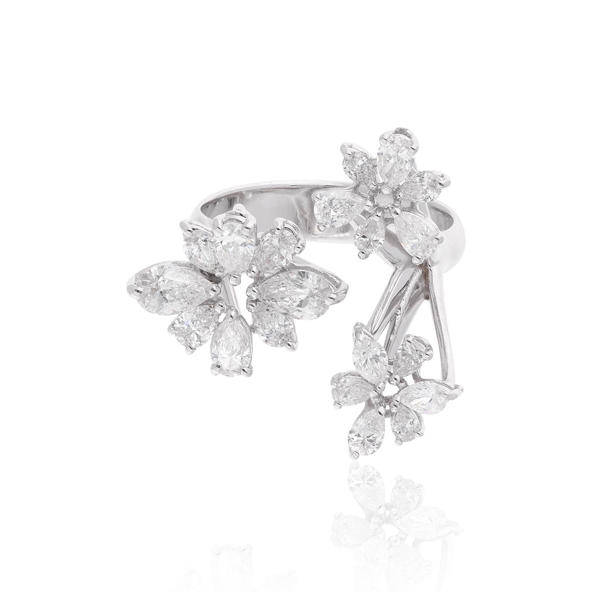 Im Angebot: 1,83 Karat SI/HI Farbe Diamant Drei Blumen Cocktail Ring 18 Karat Weißgold () 6