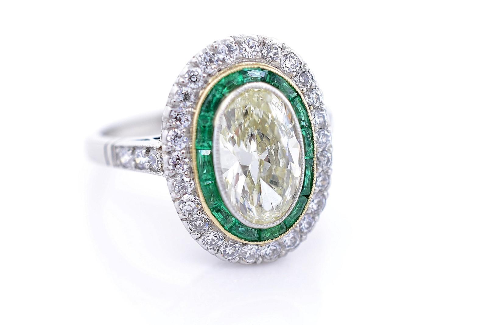 Oval Cut 1.83 Carat Transitional Cut Diamond Platinum Ring For Sale