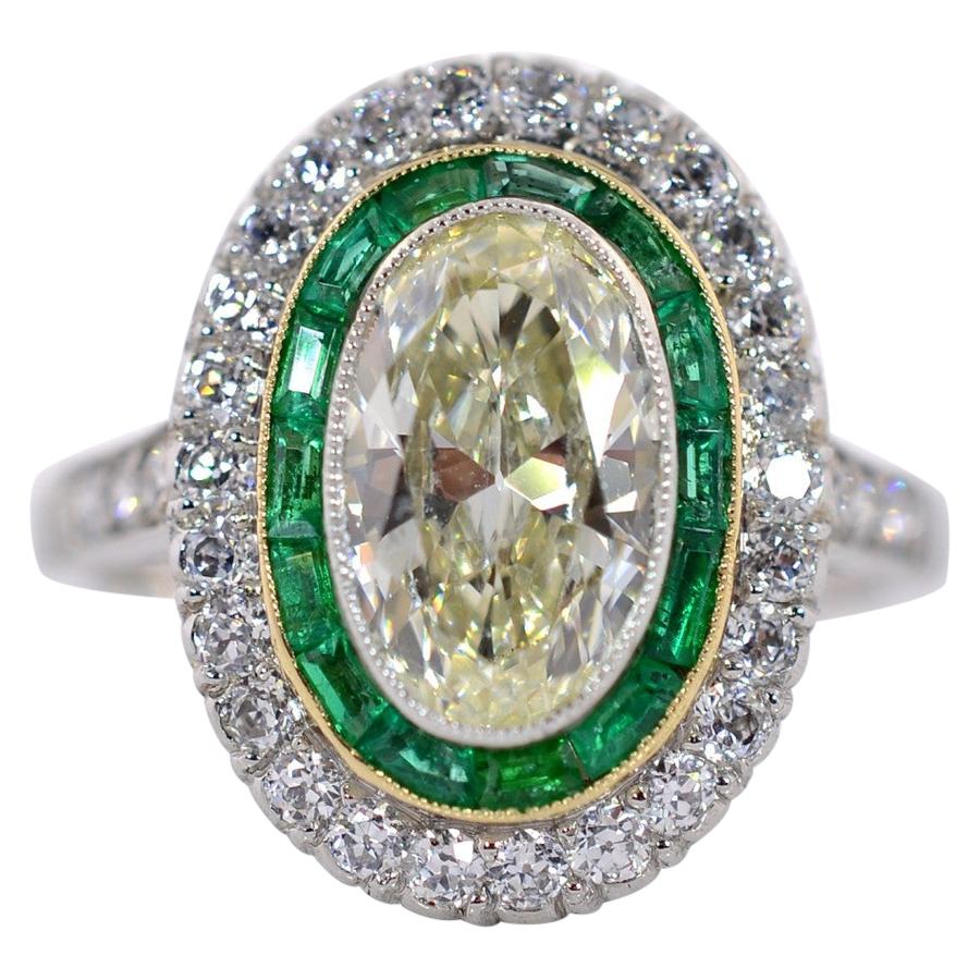1.83 Carat Transitional Cut Diamond Platinum Ring For Sale