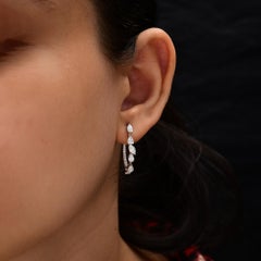 1.83 ct Pear & Marquise Diamond Inside-Out Hoop Earrings 18K White Gold for Gift
