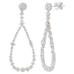 1.83 Ct. SI Clarity HI Color Pave Diamond Dangle Earrings 10k White Gold Jewelry