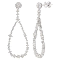 1,83 Ct. SI Clarity HI Color Pave Diamond Dangle Orecchini in oro bianco 10k Gioielli
