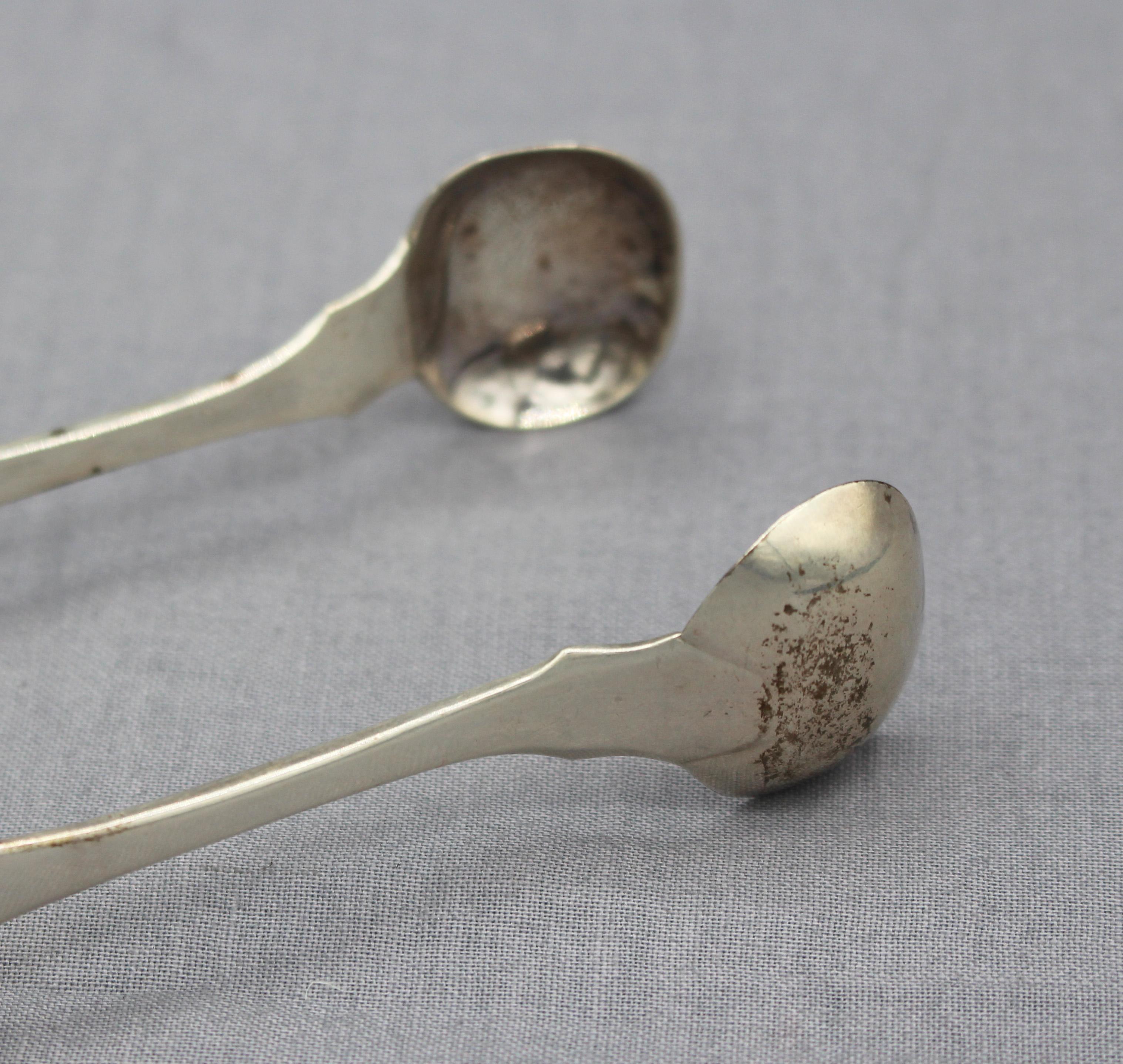 Neoclassical 1830-33 Coin Silver Sugar Tongs by Robert Keyworth For Sale