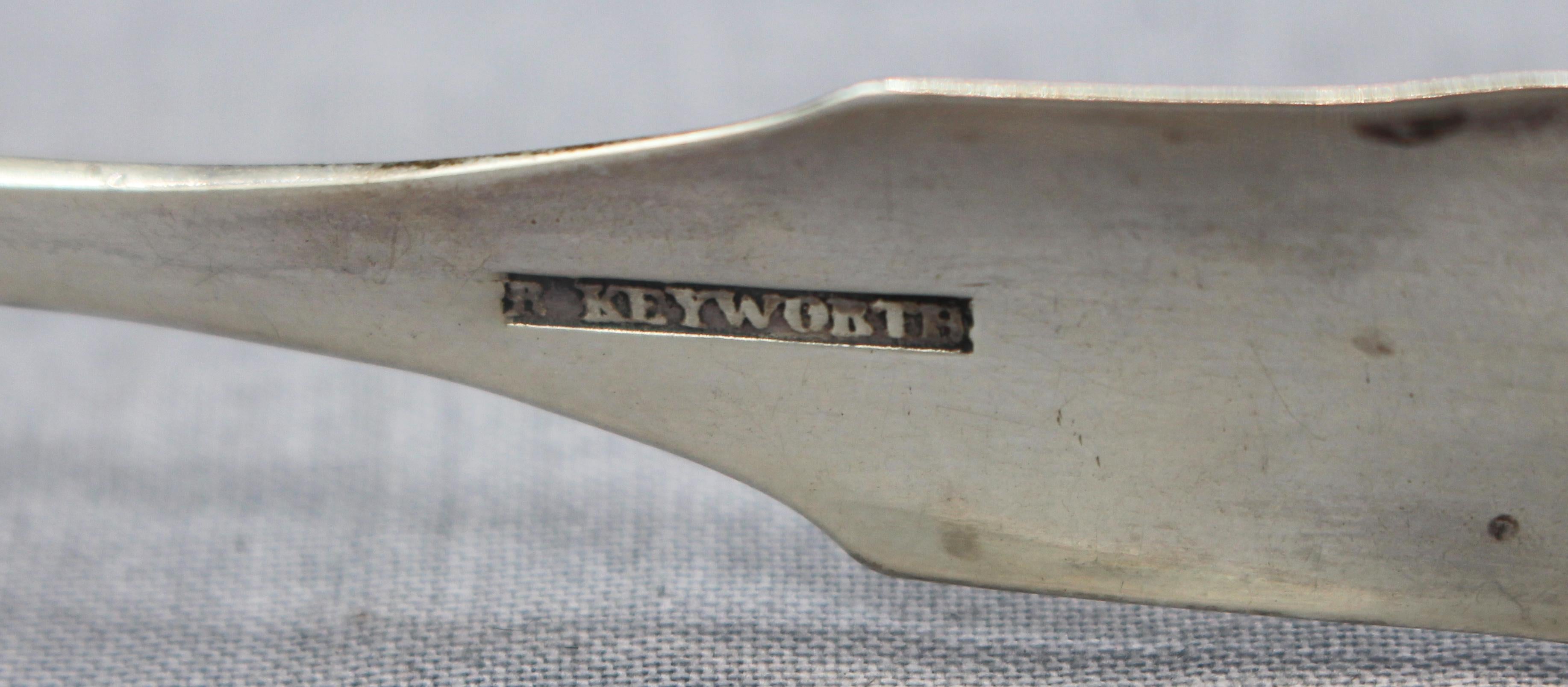 1830-33 Coin Silver Sugar Tongs by Robert Keyworth In Good Condition For Sale In Chapel Hill, NC