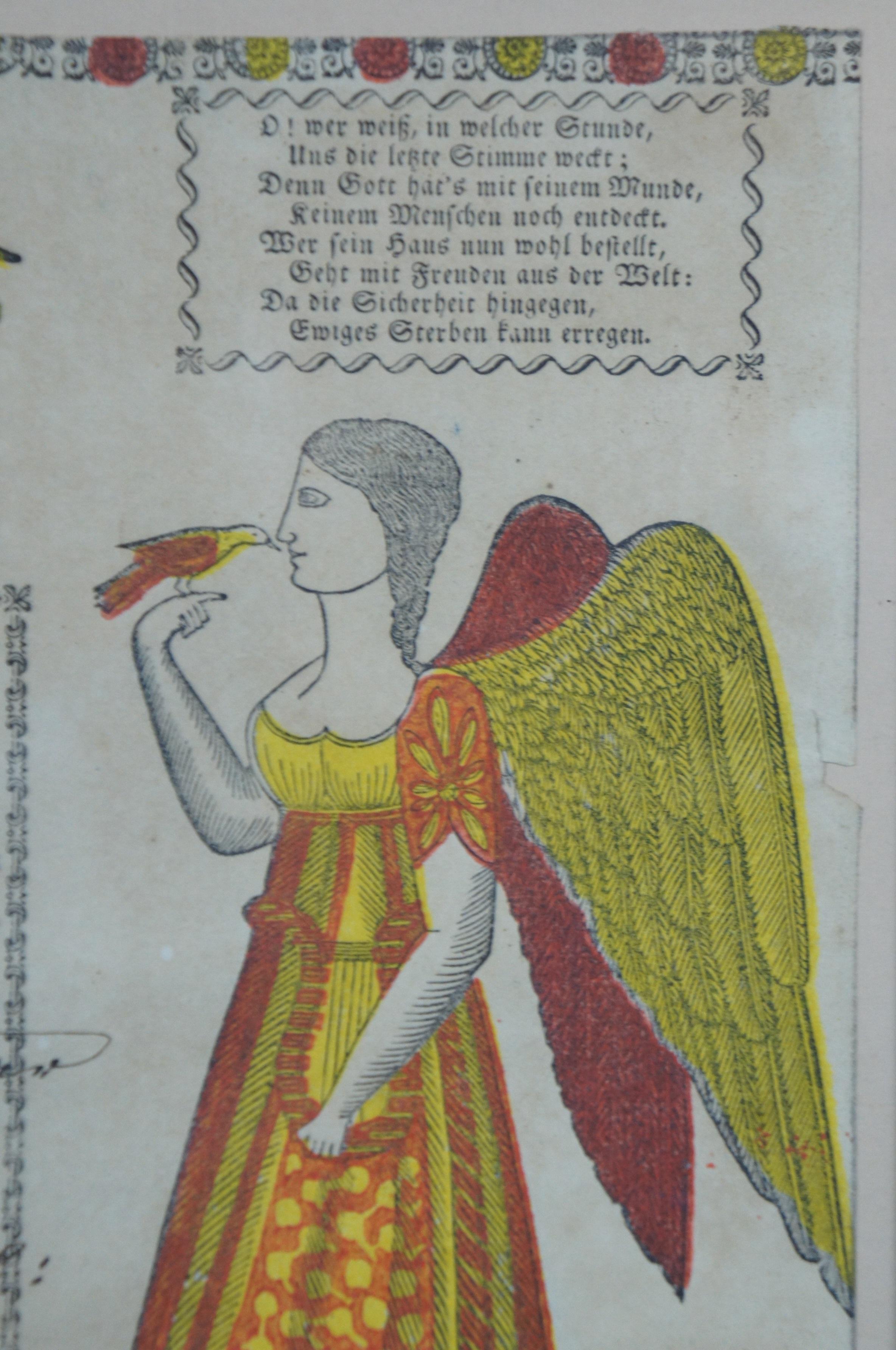 Mid-19th Century 1830 Antique German Pennsylvania Dutch Birth & Baptismal Lithograph Certificate For Sale