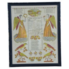1830 Antique German Pennsylvania Dutch Birth & Baptismal Lithograph Certificate