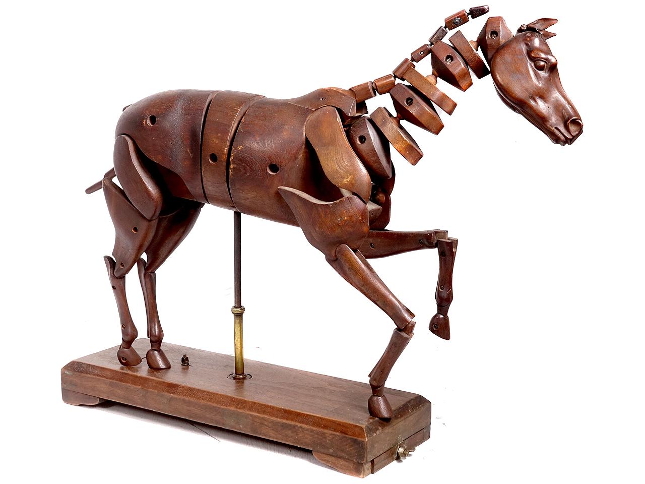 Modelo y maletín de caballo de artista articulado de 1830 Inglés