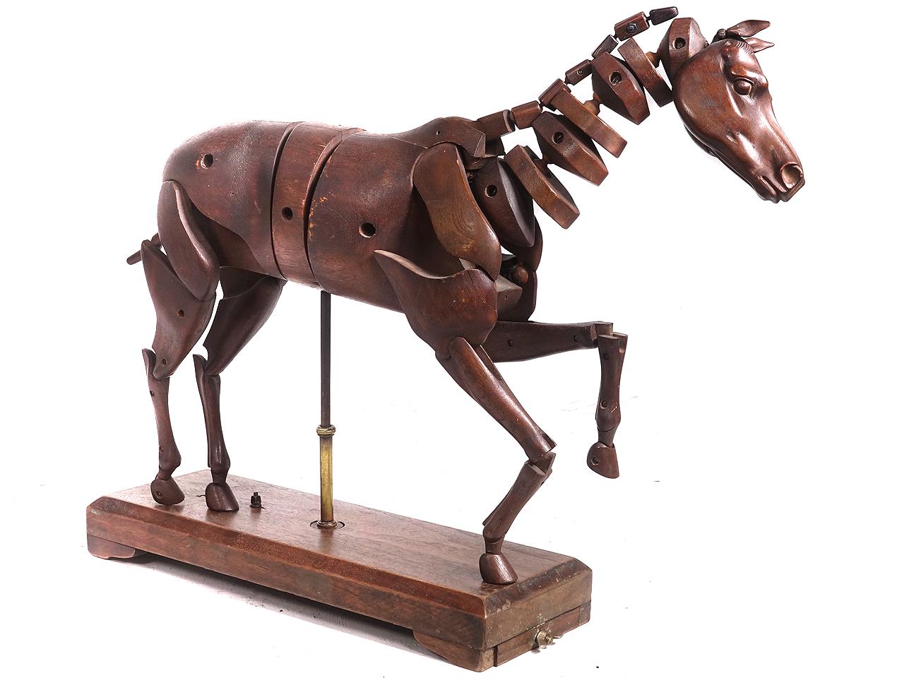 19th Century 1830 Articulated Artist's Horse Model and Case