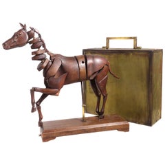 Modello di cavallo articolato da artista del 1830 con custodia