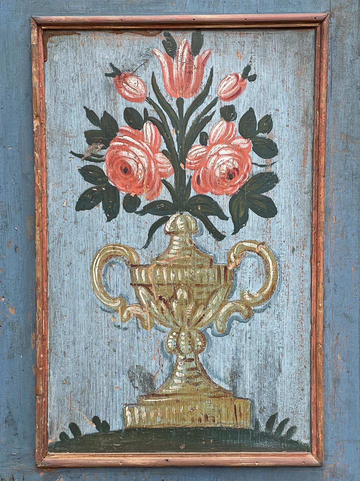 1830 Blu Floral Painted Cabinet 3