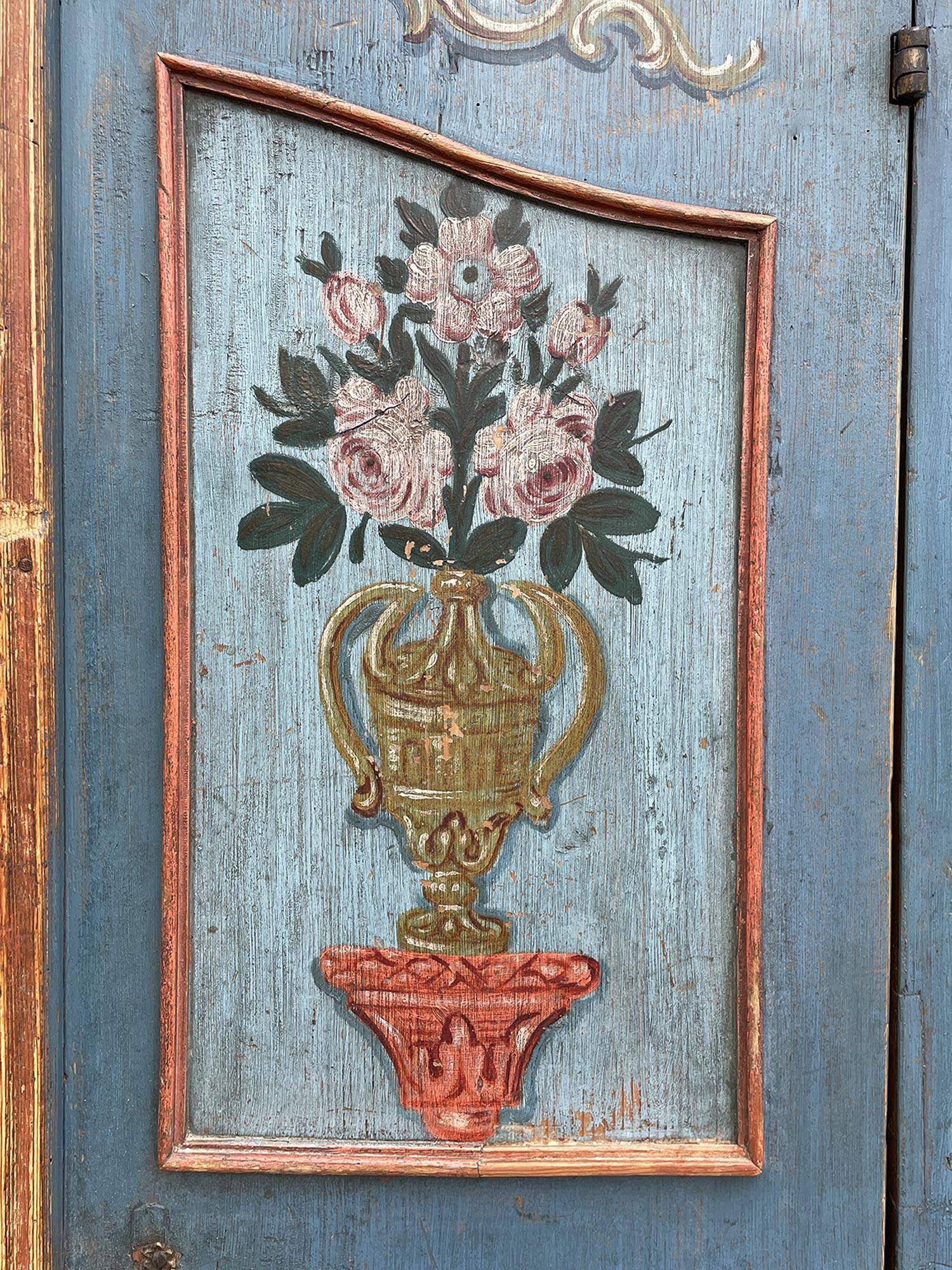 1830 Blu Floral Painted Cabinet 1