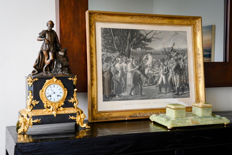 1830 Engraving of Napoleon in Vienna - Original Giltwood Frame In Fair Condition For Sale In Ross, CA