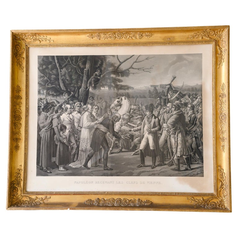 1830 Engraving of Napoleon in Vienna - Original Giltwood Frame For Sale