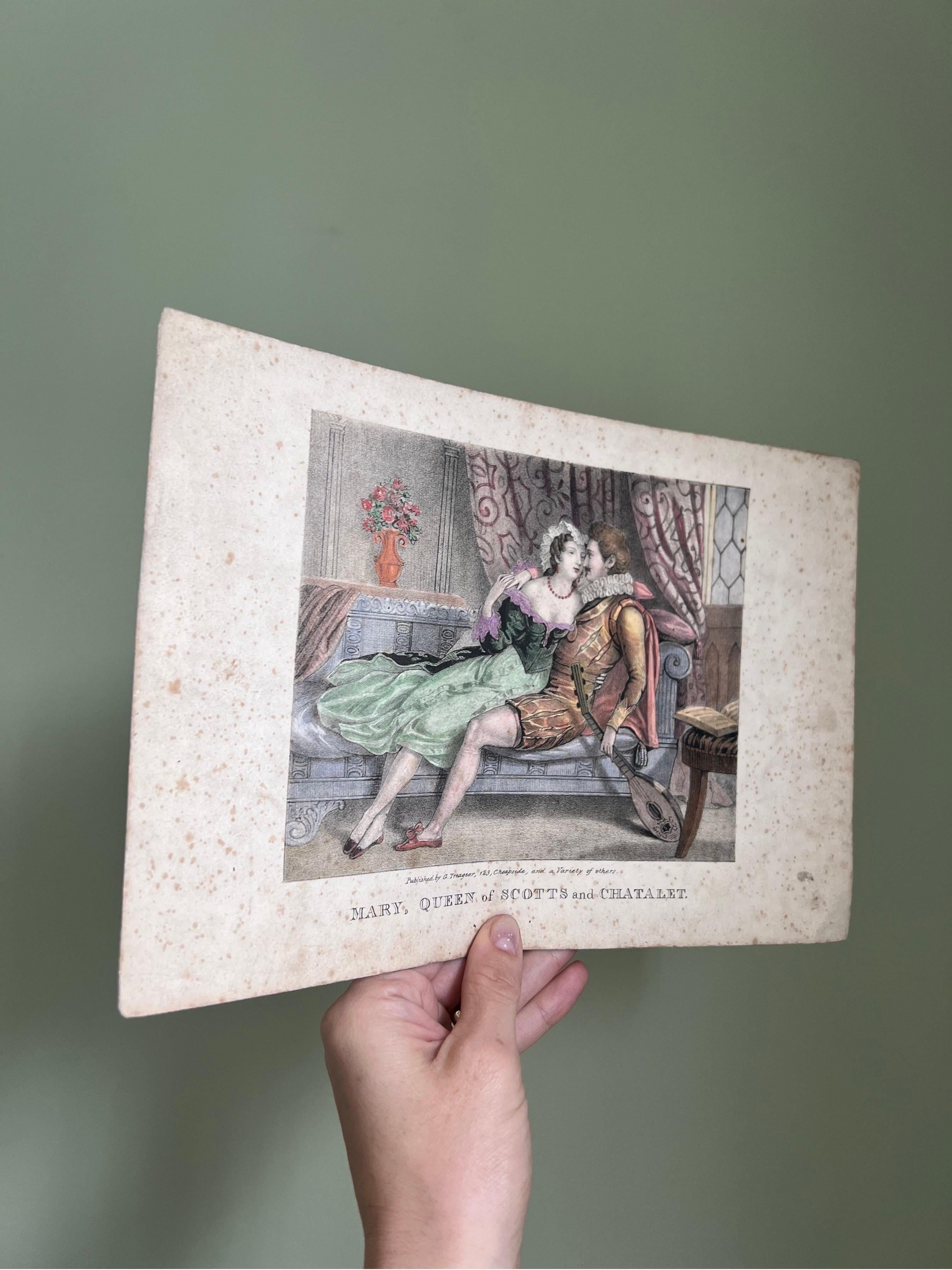 1830 English Original Hand Colored Etching  In Distressed Condition In Brooklyn, NY