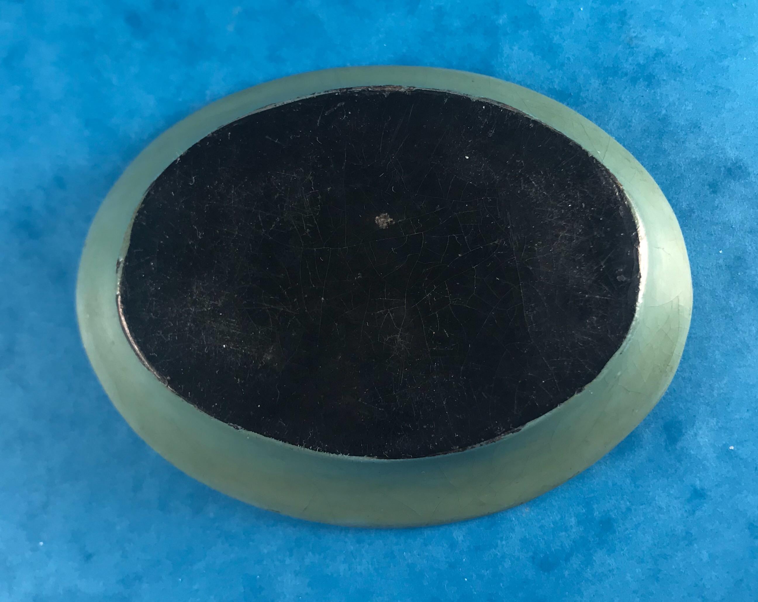 1830 Hand Painted Green Papier-mâché Pin or Counter Tray 2