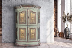 1830 Light Green Swiss Painted Cabinet
