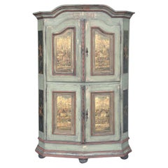 1830 Light Green Swiss Painted Cabinet 