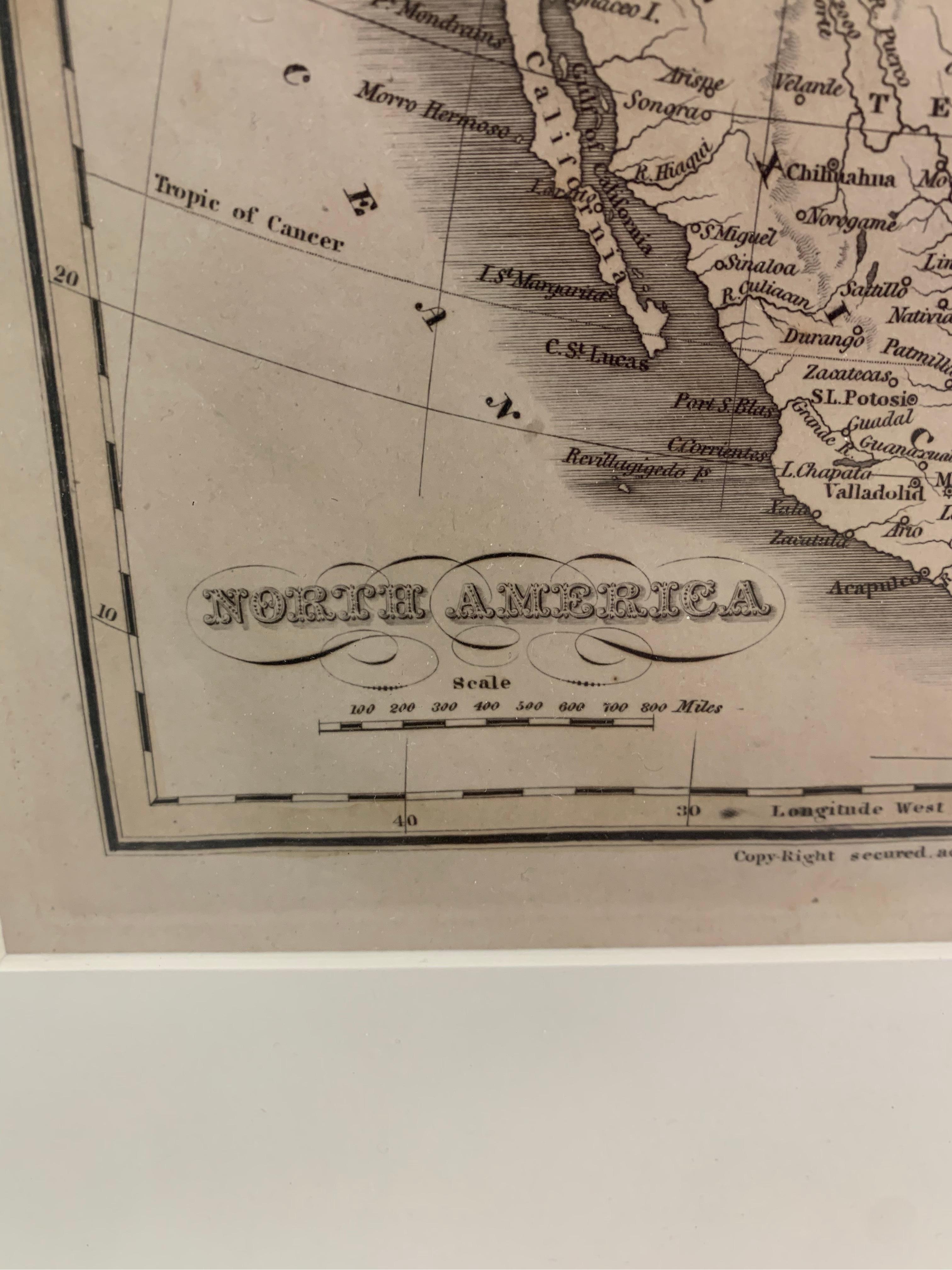 Carte encadrée Mexique et États-Unis de 1830 en vente 4