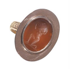 1830' Rose Gold and Engraved Cornelian Stone Ring